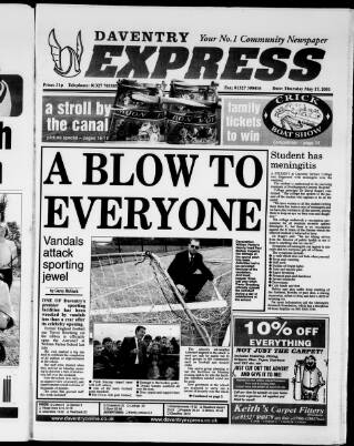 cover page of Daventry and District Weekly Express published on May 17, 2001