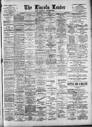 cover page of Lincoln Leader and County Advertiser published on April 30, 1904