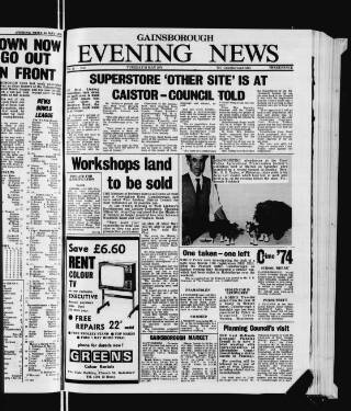 cover page of Gainsborough Evening News published on May 21, 1974