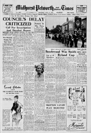 cover page of Midhurst and Petworth Observer published on June 21, 1952