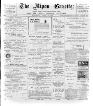 cover page of Ripon Gazette published on April 30, 1898