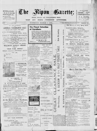cover page of Ripon Gazette published on March 1, 1900