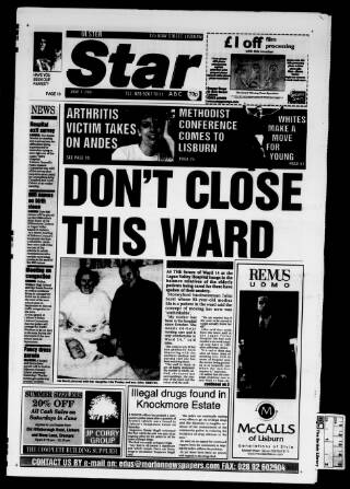 cover page of Ulster Star published on June 1, 2001