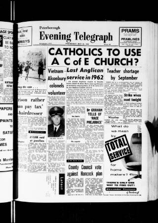cover page of Peterborough Evening Telegraph published on May 25, 1966