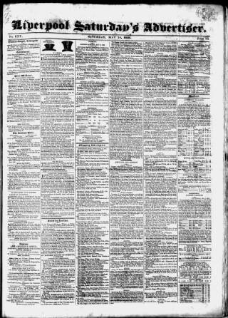 cover page of Liverpool Saturday's Advertiser published on May 10, 1828